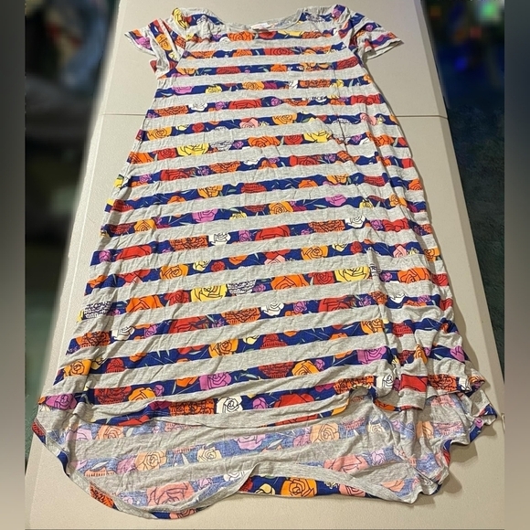 LuLaRoe Dresses & Skirts - LuLaRoe Colorful Multi-Colored Grey Striped Floral Dress Women's Small S Casual
